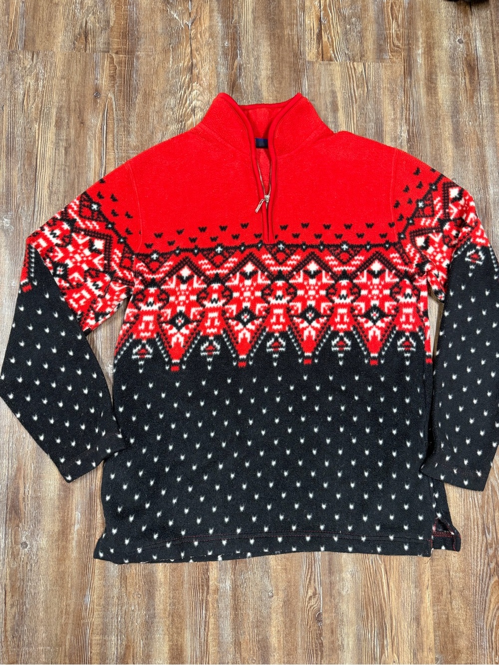 Vintage Catalina Red & Black Fleece Quarter Zip with Geometric Pattern
Size M